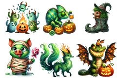Halloween Green Monster Clipart Bundle - CraftNest - Digital Crafting and Art