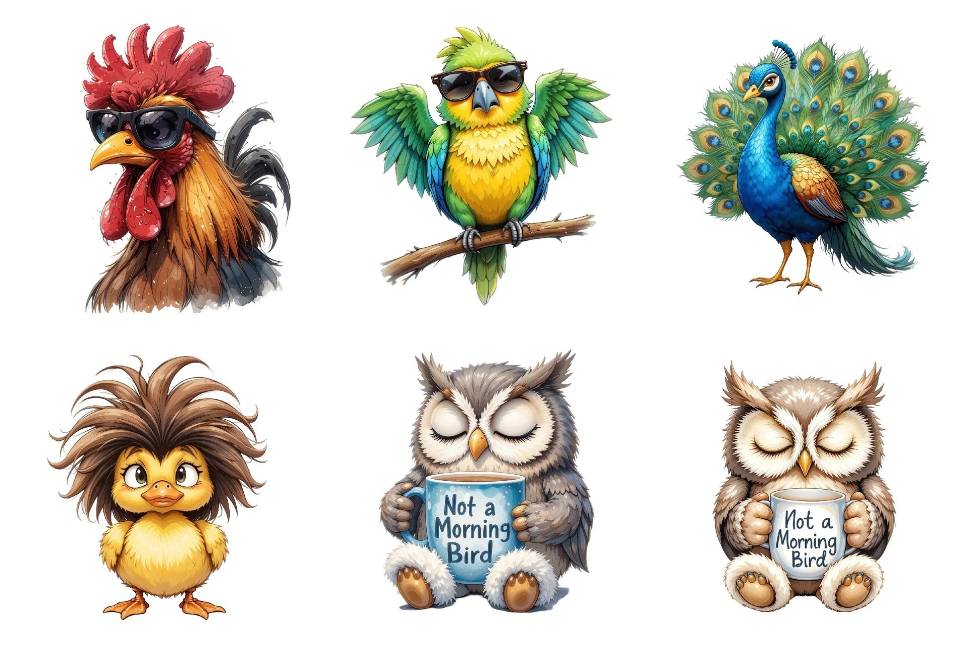 Funny Grumpy Birds Clipart Bundle - CraftNest - Digital Crafting and Art