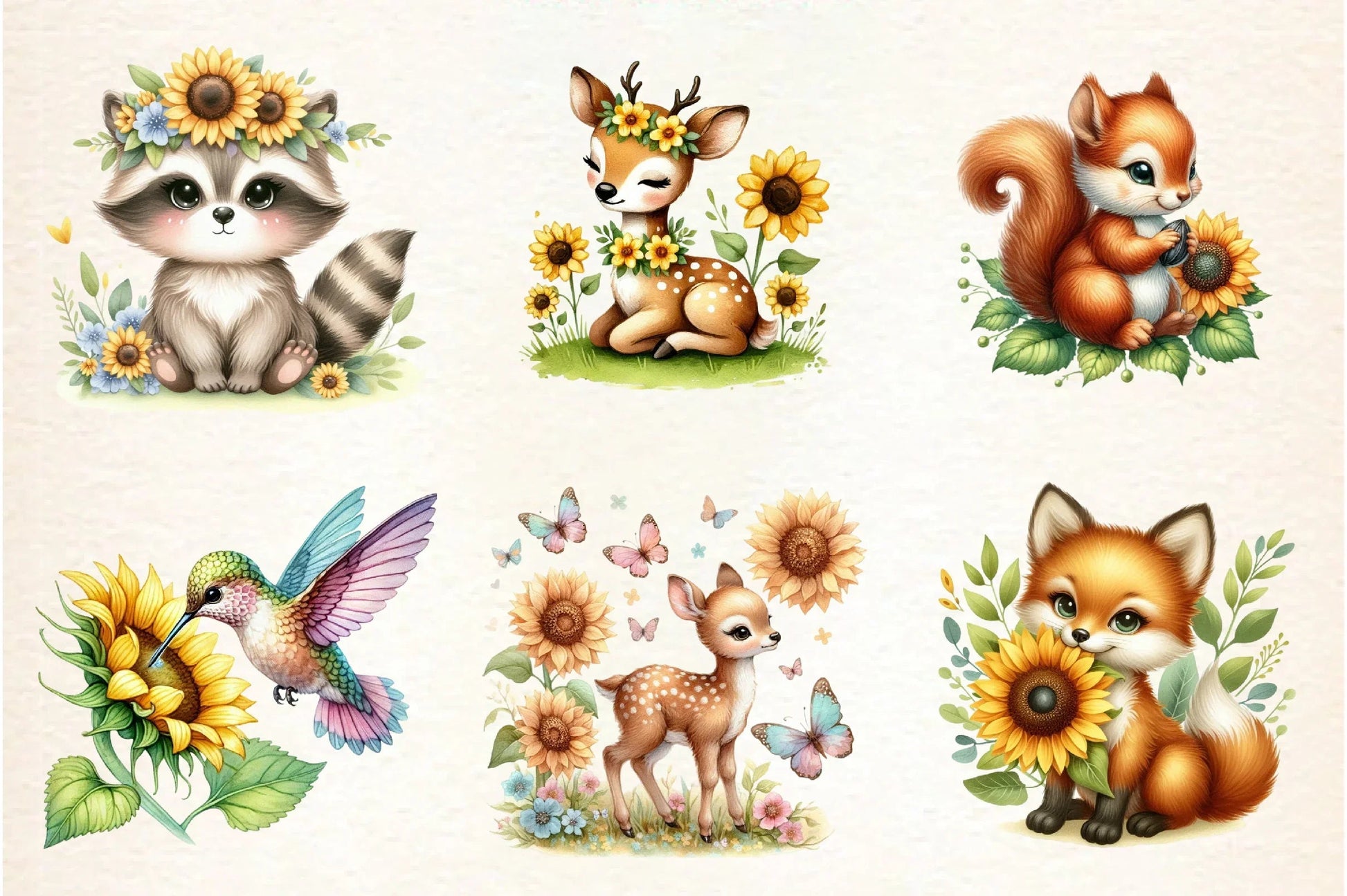 Spring Animal Sunflowers Clipart Bundle - CraftNest - Digital Crafting and Art