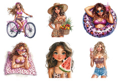 Leopard Print Summer Girl Clipart Bundle - CraftNest - Digital Crafting and Art