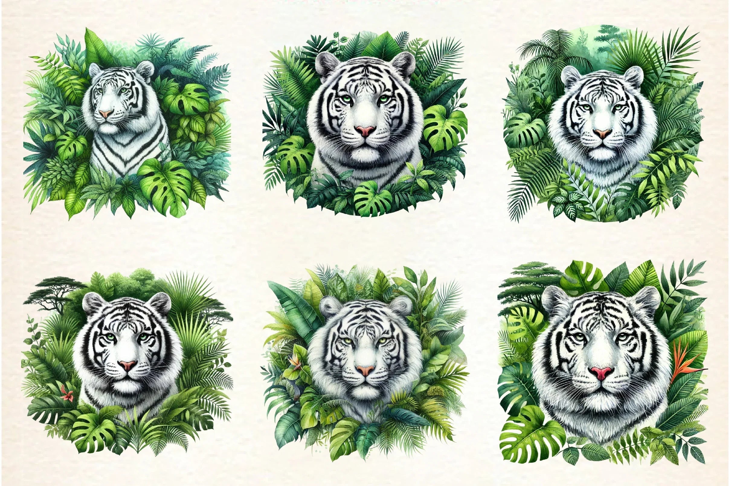 White Tiger Clipart Bundle - CraftNest - Digital Crafting and Art