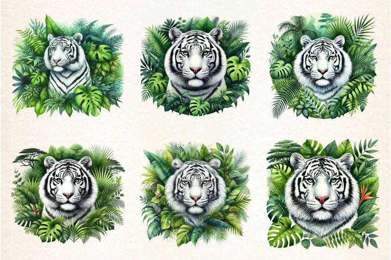 White Tiger Clipart Bundle - CraftNest - Digital Crafting and Art
