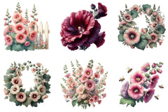 Hollyhock Clipart Bundle - CraftNest - Digital Crafting and Art