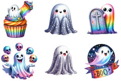 Funny Iridescent Halloween Ghost Clipart Bundle - CraftNest - Digital Crafting and Art