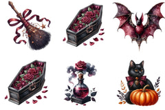 Burgundy Halloween Clipart Bundle - CraftNest - Digital Crafting and Art