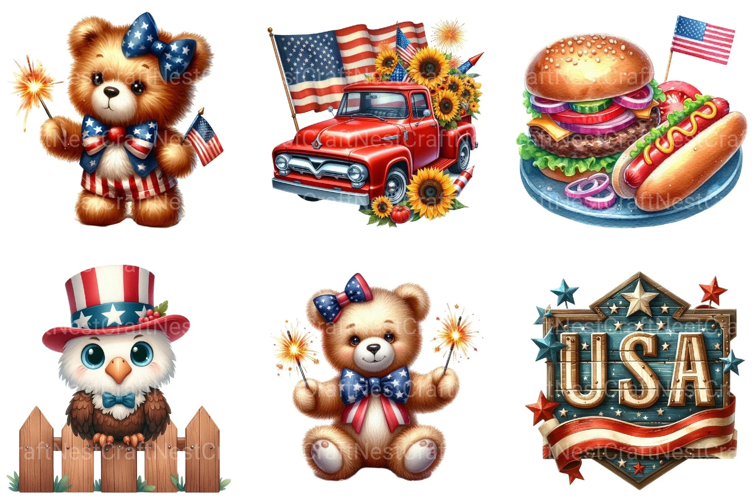 4th of July Clipart Bundle 1 - CraftNest - Digital Crafting and Art