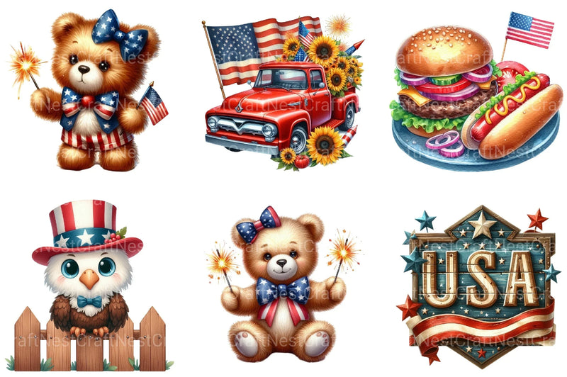 4th of July Clipart Bundle 1 - CraftNest - Digital Crafting and Art