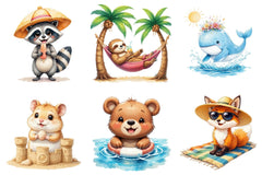 Summer Beach Cute Animals Clipart Bundle - CraftNest - Digital Crafting and Art