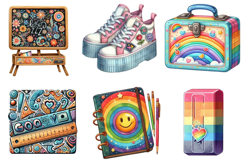 Groovy School Clipart Bundle - CraftNest - Digital Crafting and Art