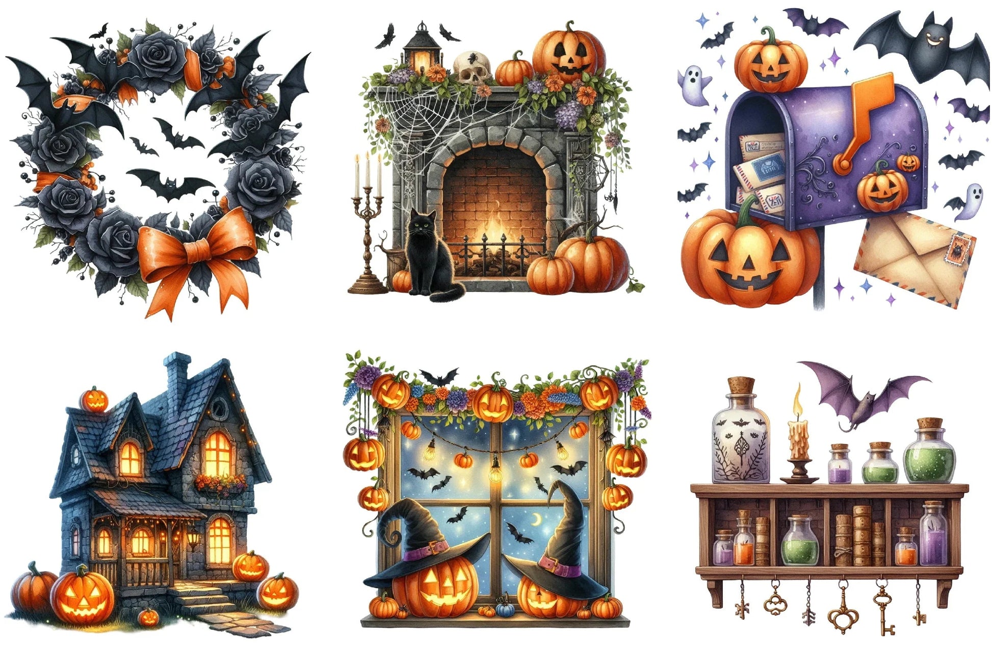 Halloween Home Clipart Bundle - CraftNest - Digital Crafting and Art