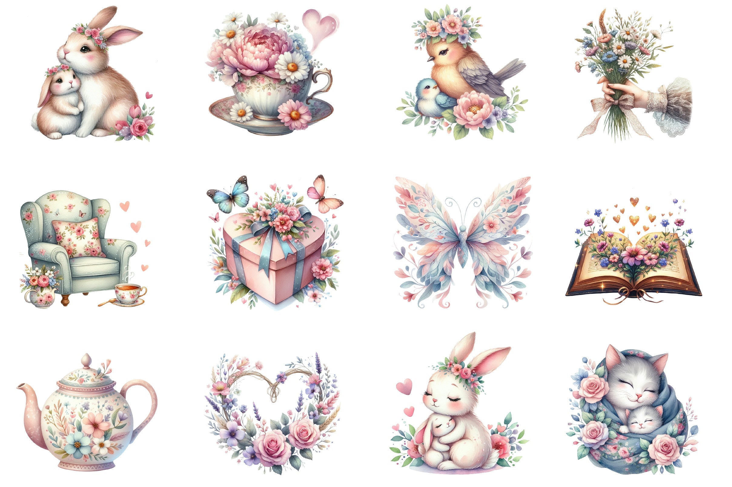 Whimsical Mother's Day Art Clipart Bundle