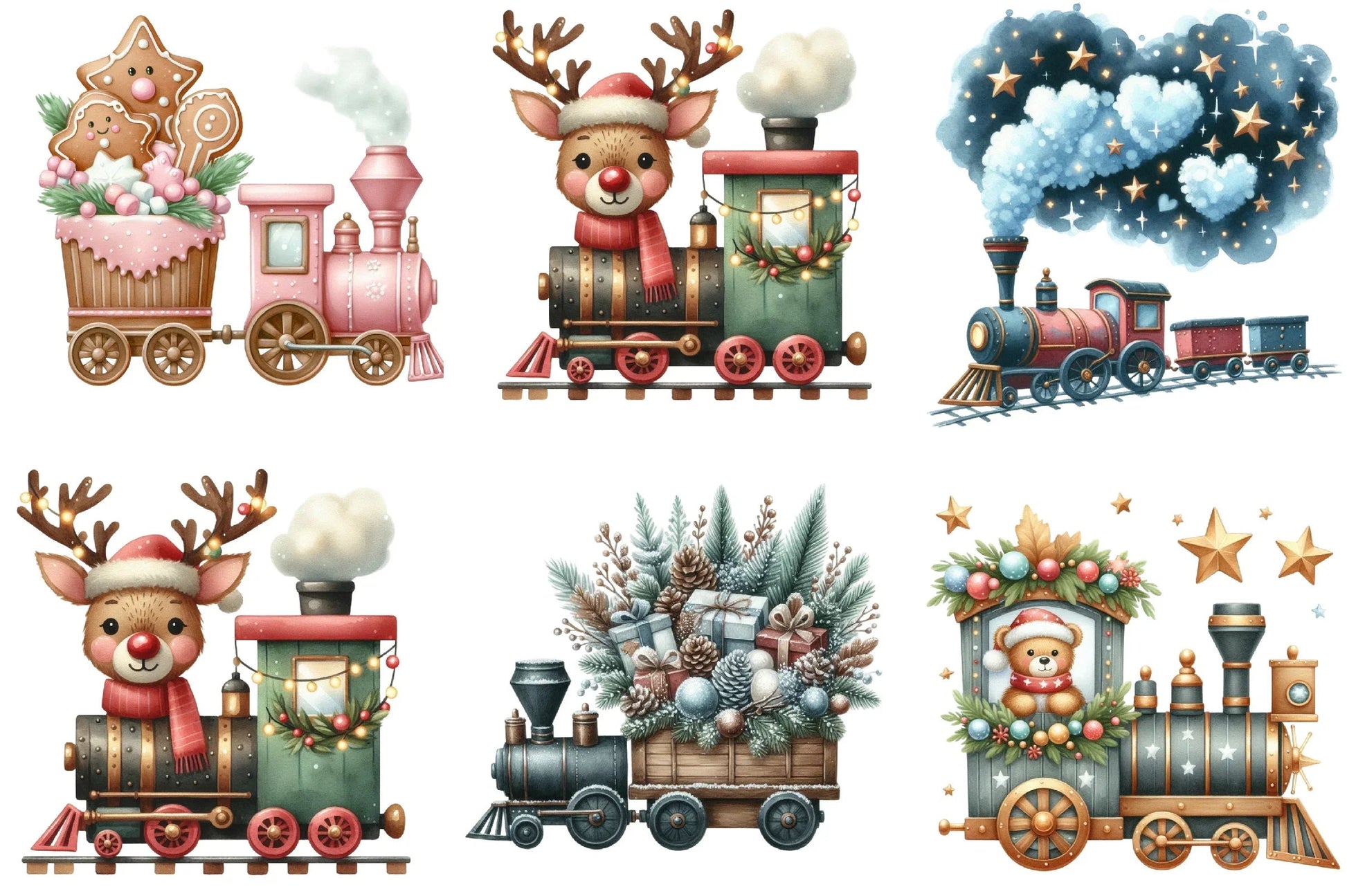 Christmas Train Clipart Bundle - CraftNest - Digital Crafting and Art