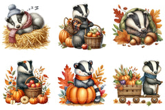 Autumn Cute Badger Clipart Bundle - CraftNest - Digital Crafting and Art