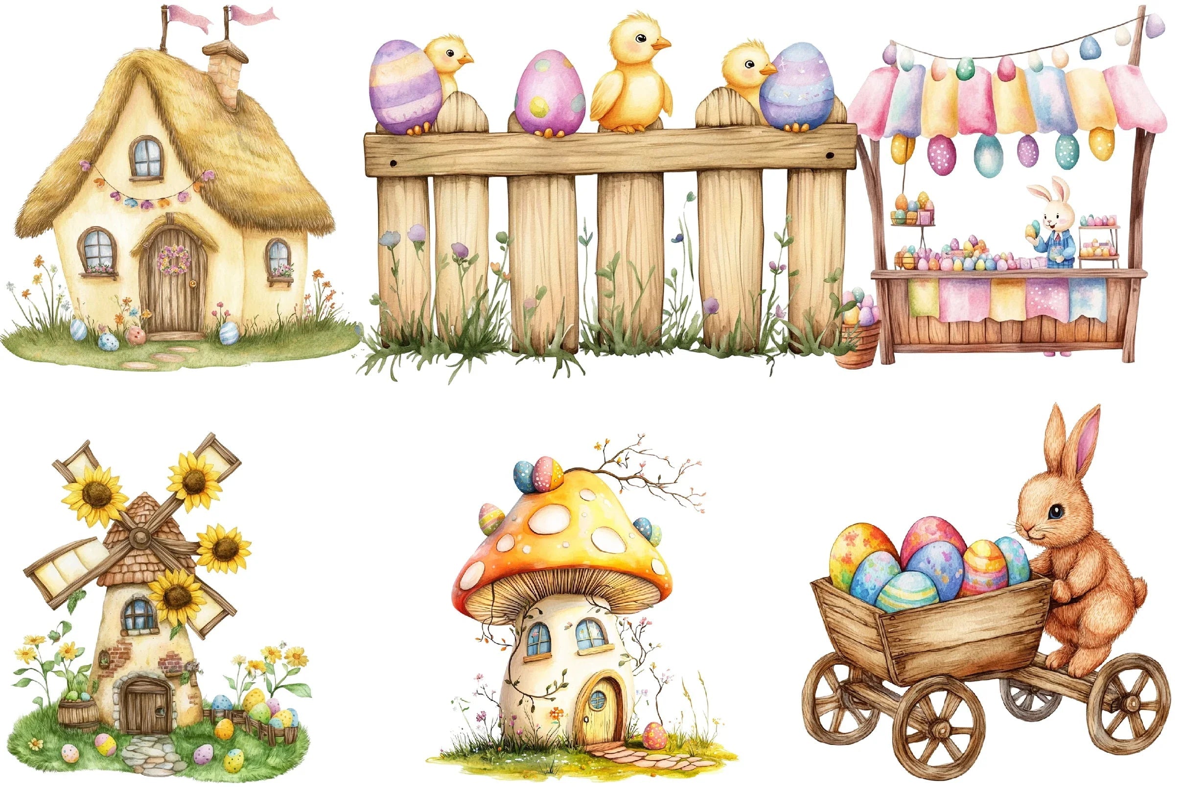 Easter Village Clipart Bundle - CraftNest - Digital Crafting and Art
