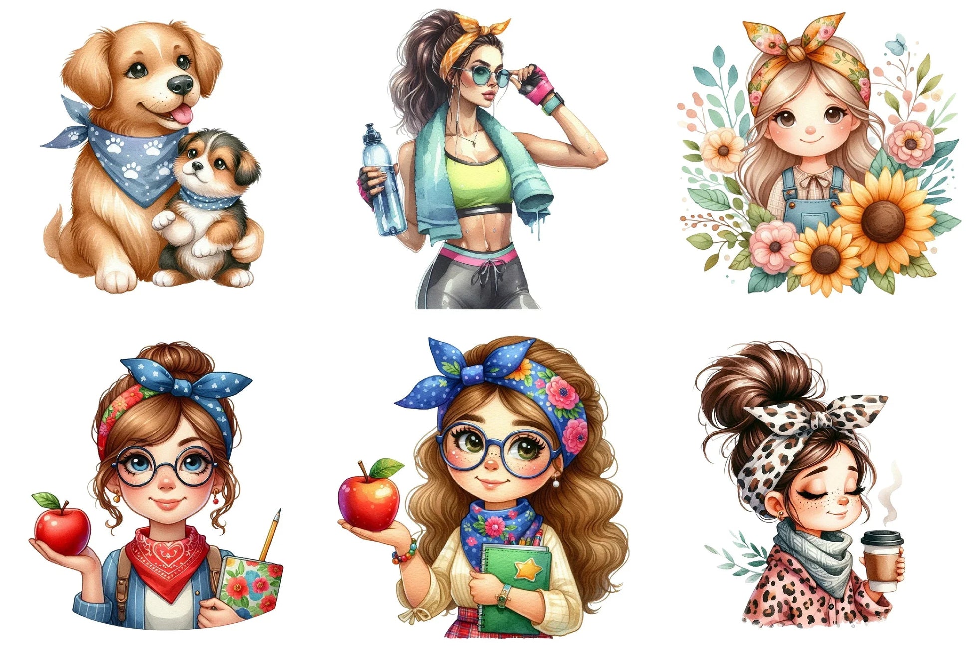 Messy Bun Bandana Mom Life Clipart Bundle - CraftNest - Digital Crafting and Art
