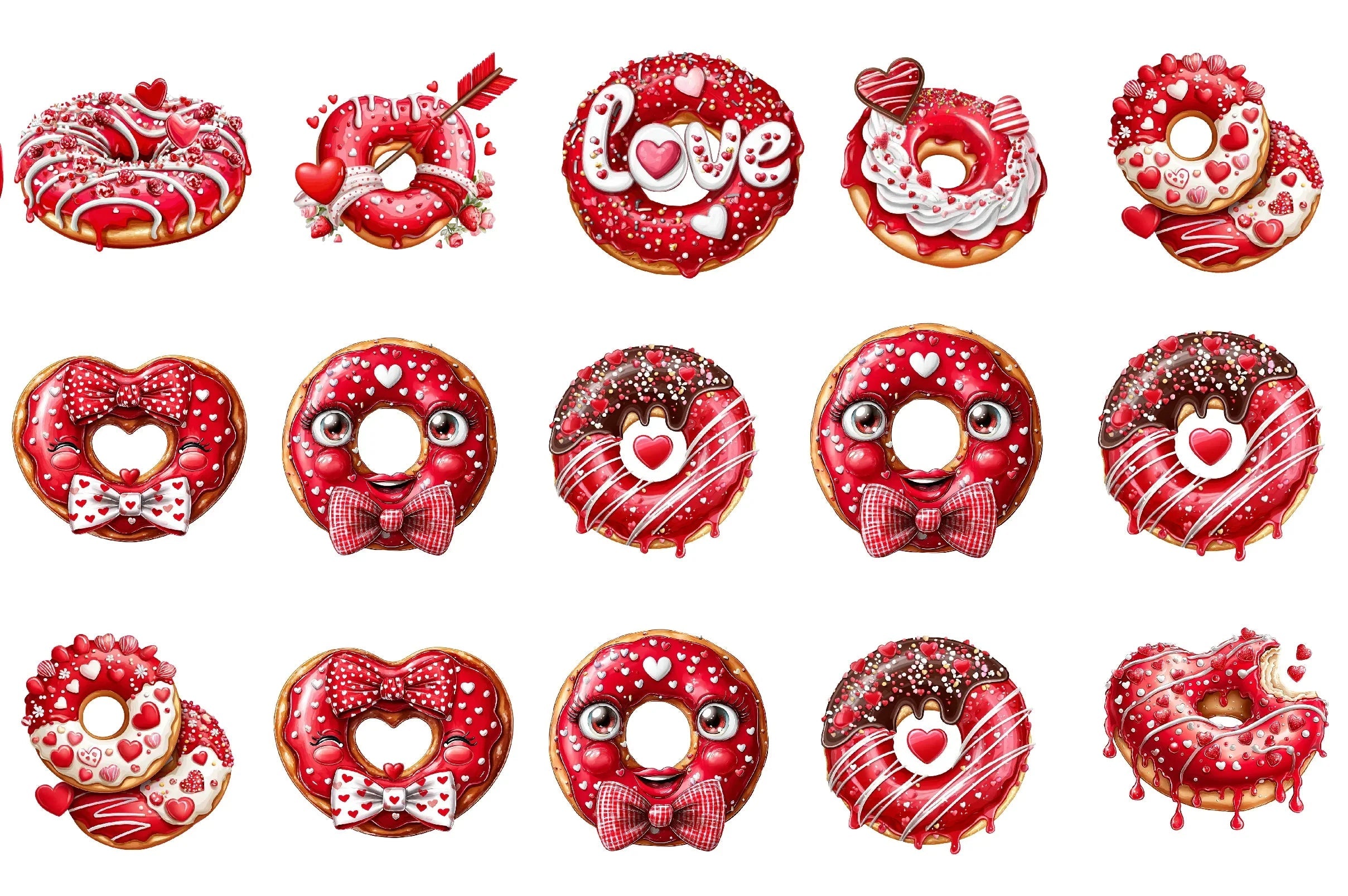 Valentine Donut Clipart Bundle - CraftNest - Digital Crafting and Art