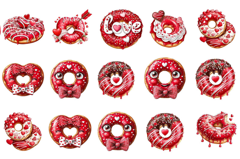 Valentine Donut Clipart Bundle - CraftNest - Digital Crafting and Art