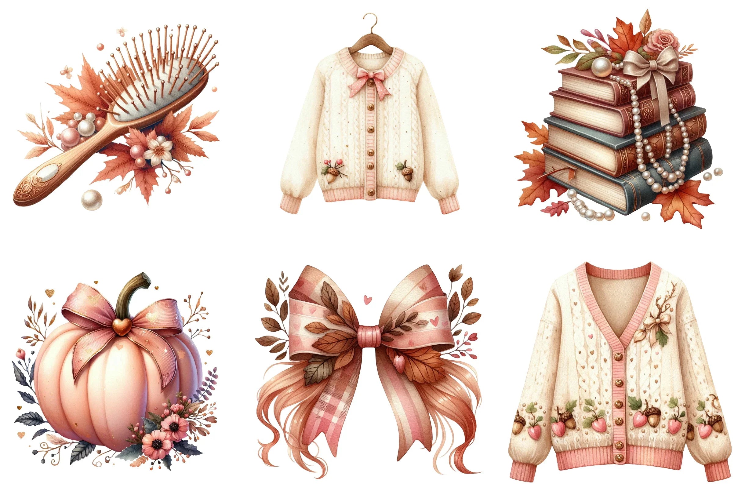 Cute Coquette Autumn Clipart Bundle - CraftNest - Digital Crafting and Art