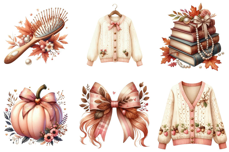 Cute Coquette Autumn Clipart Bundle - CraftNest - Digital Crafting and Art