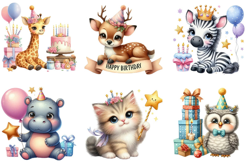 Birthday Baby Animal Clipart Bundle - CraftNest - Digital Crafting and Art