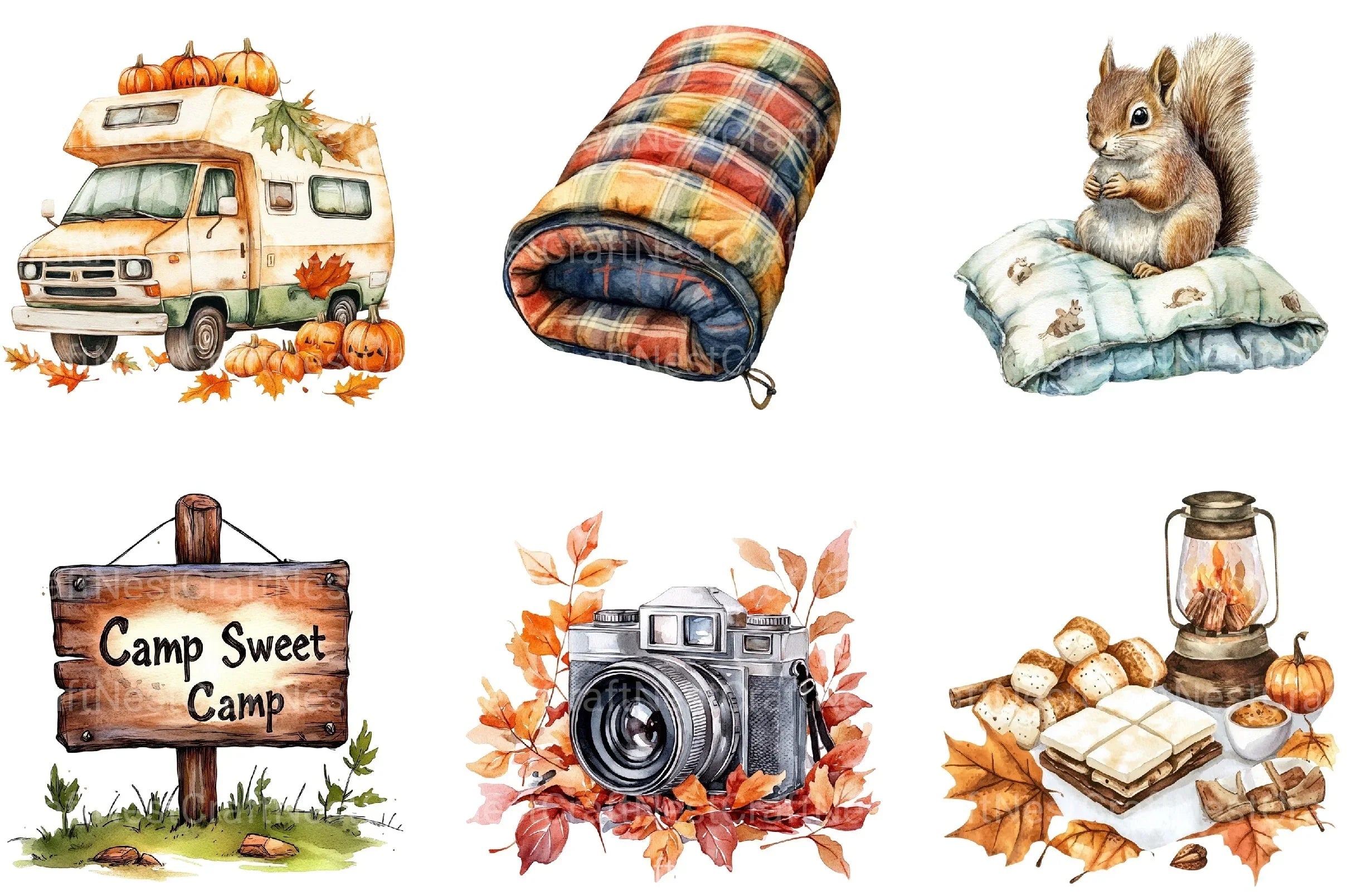 Autumn Camping Trip Clipart Bundle 1 - CraftNest - Digital Crafting and Art