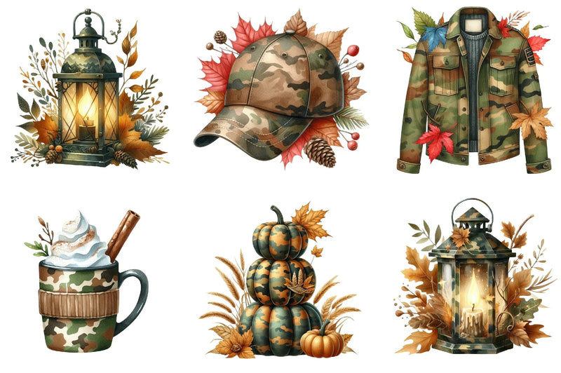 Camouflage Autumn Clipart Bundle - CraftNest - Digital Crafting and Art