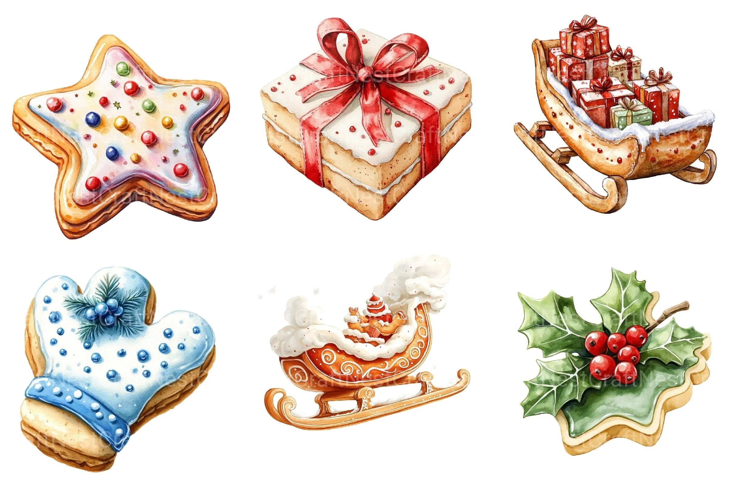 Christmas Cookies Cartoon Clipart Bundle - CraftNest - Digital Crafting and Art