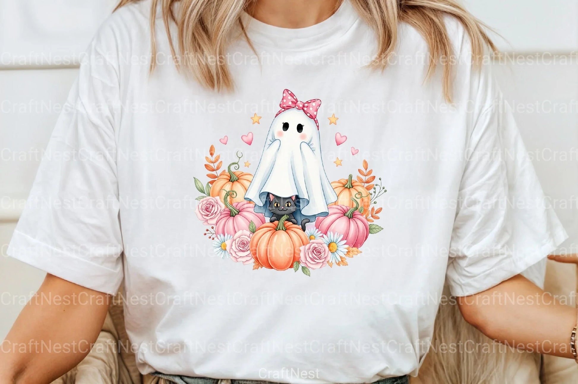 Preppy Halloween Ghost Clipart Bundle - CraftNest - Digital Crafting and Art