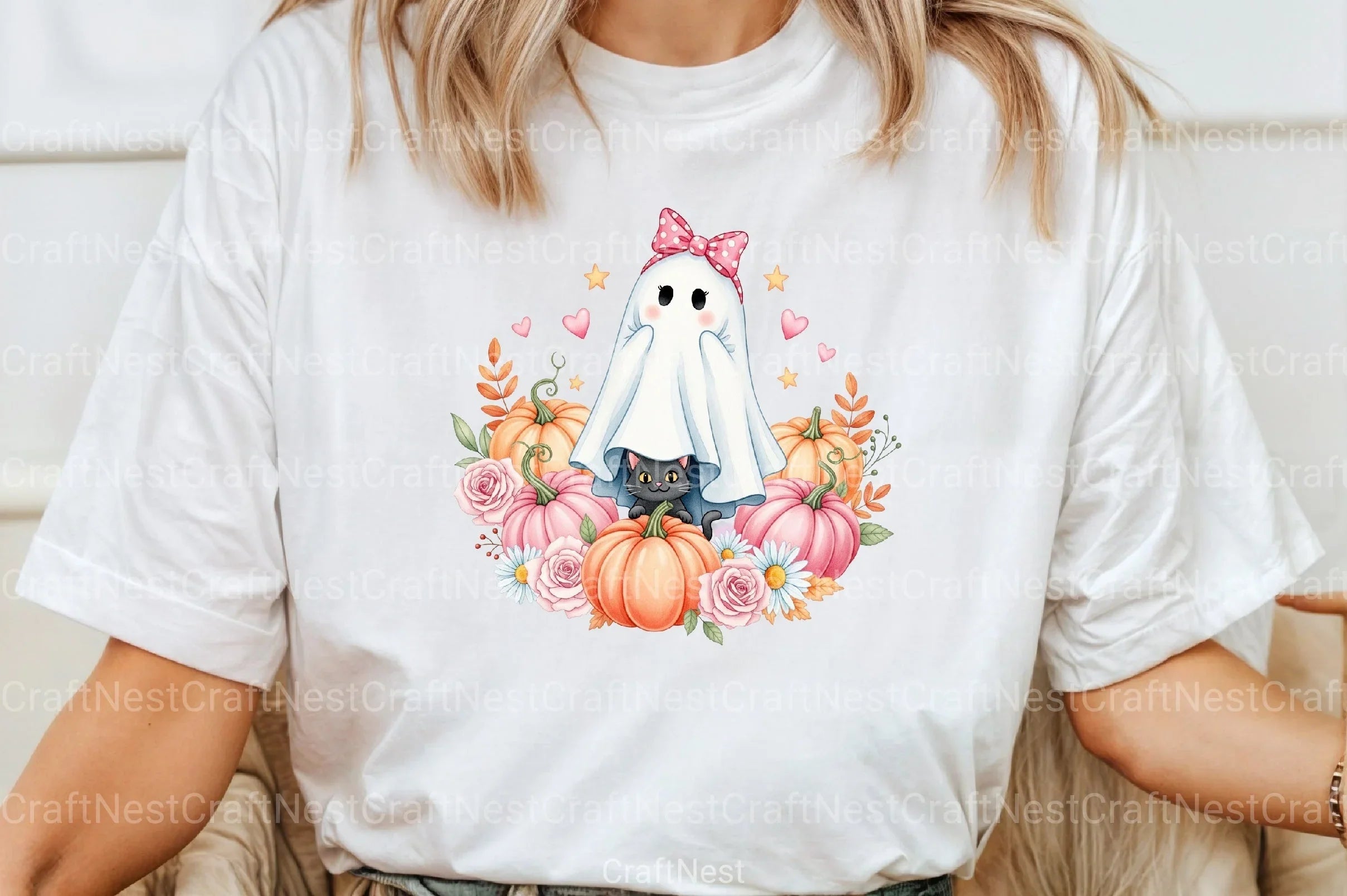 Preppy Halloween Ghost Clipart Bundle - CraftNest - Digital Crafting and Art