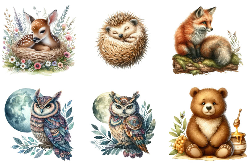 Woodland Animals Design Clipart Bundle - CraftNest - Digital Crafting and Art