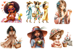 Summer African American Girls Clipart Bundle - CraftNest - Digital Crafting and Art