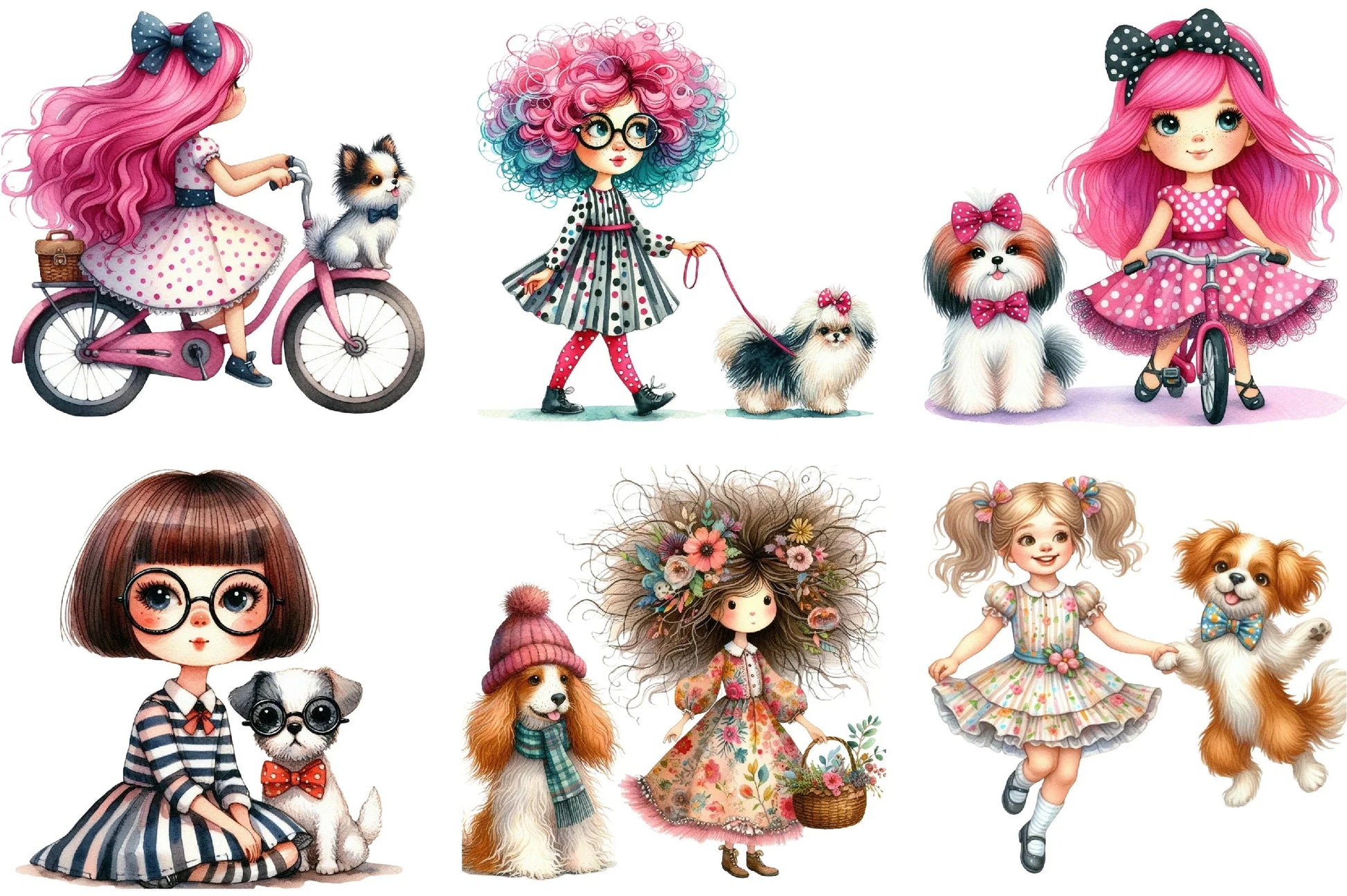 Quirky Girl and Dog Clipart Bundle - CraftNest - Digital Crafting and Art