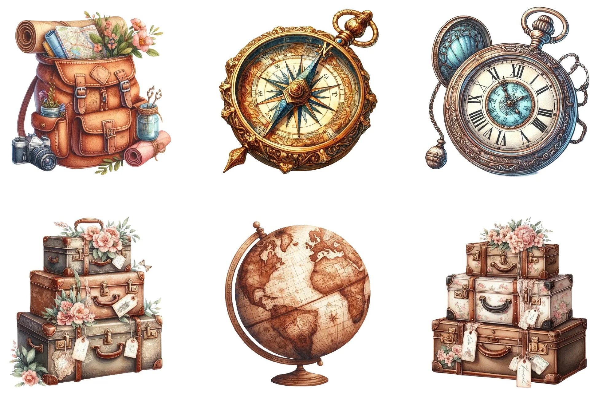 Vintage Travel Clipart Bundle - CraftNest - Digital Crafting and Art