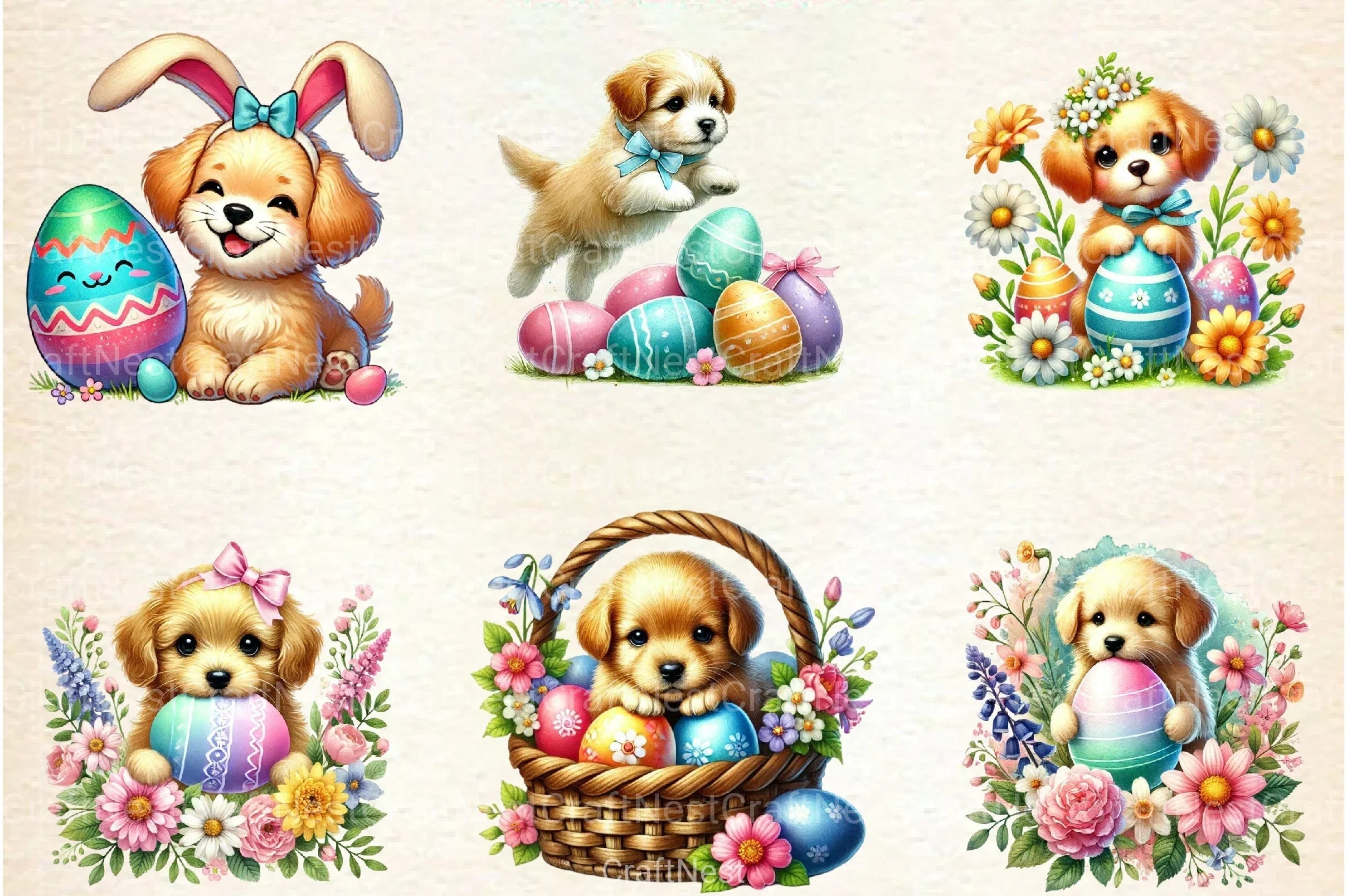 Easter Dogs Clipart Bundle 99 - CraftNest - Digital Crafting and Art