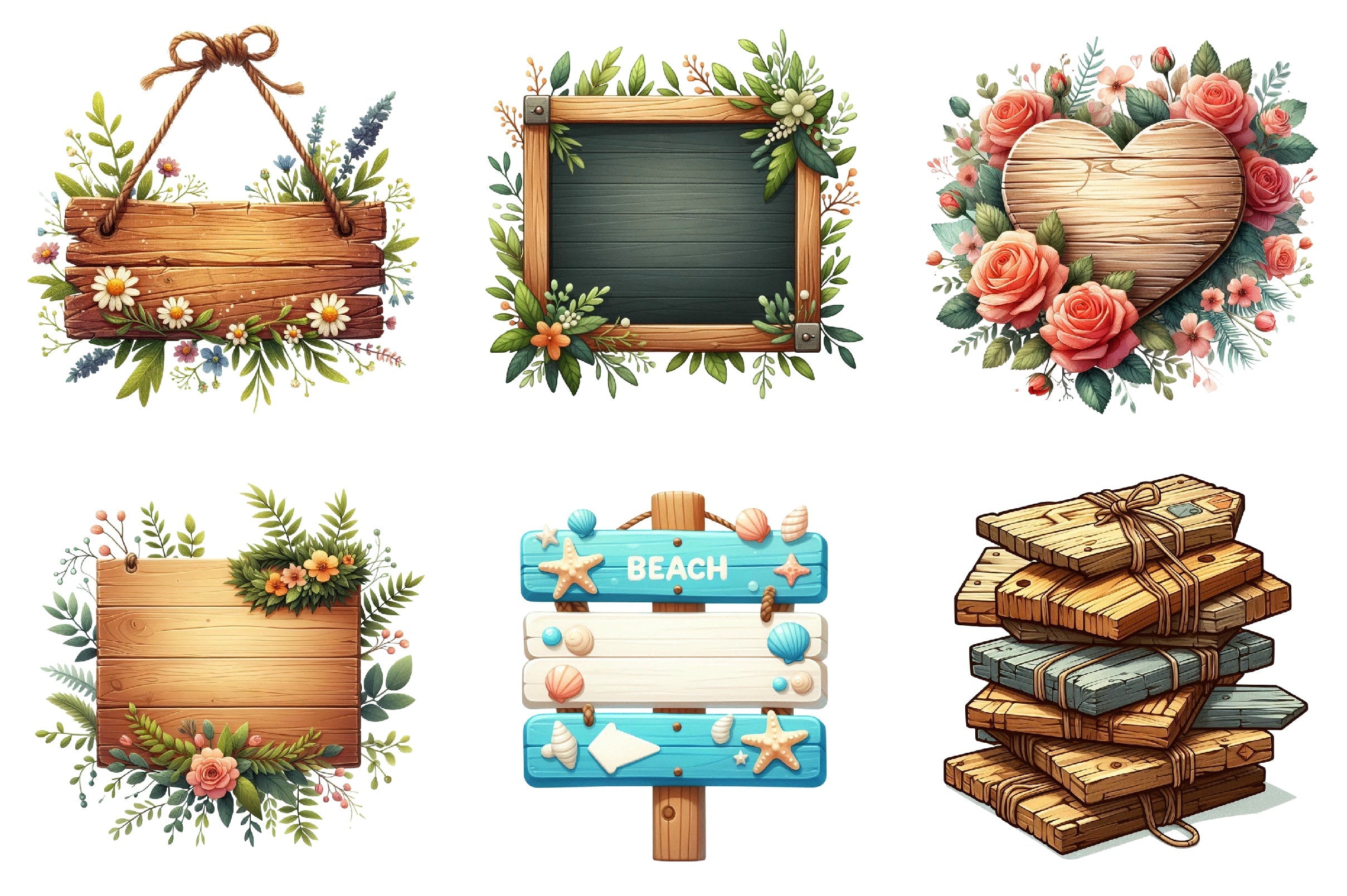 Wood Sign Clipart Bundle