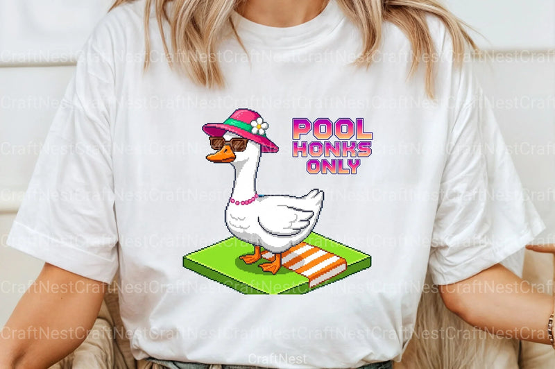 Blocky Style Funny Summer Goose Clipart Bundle 5 - CraftNest - Digital Crafting and Art