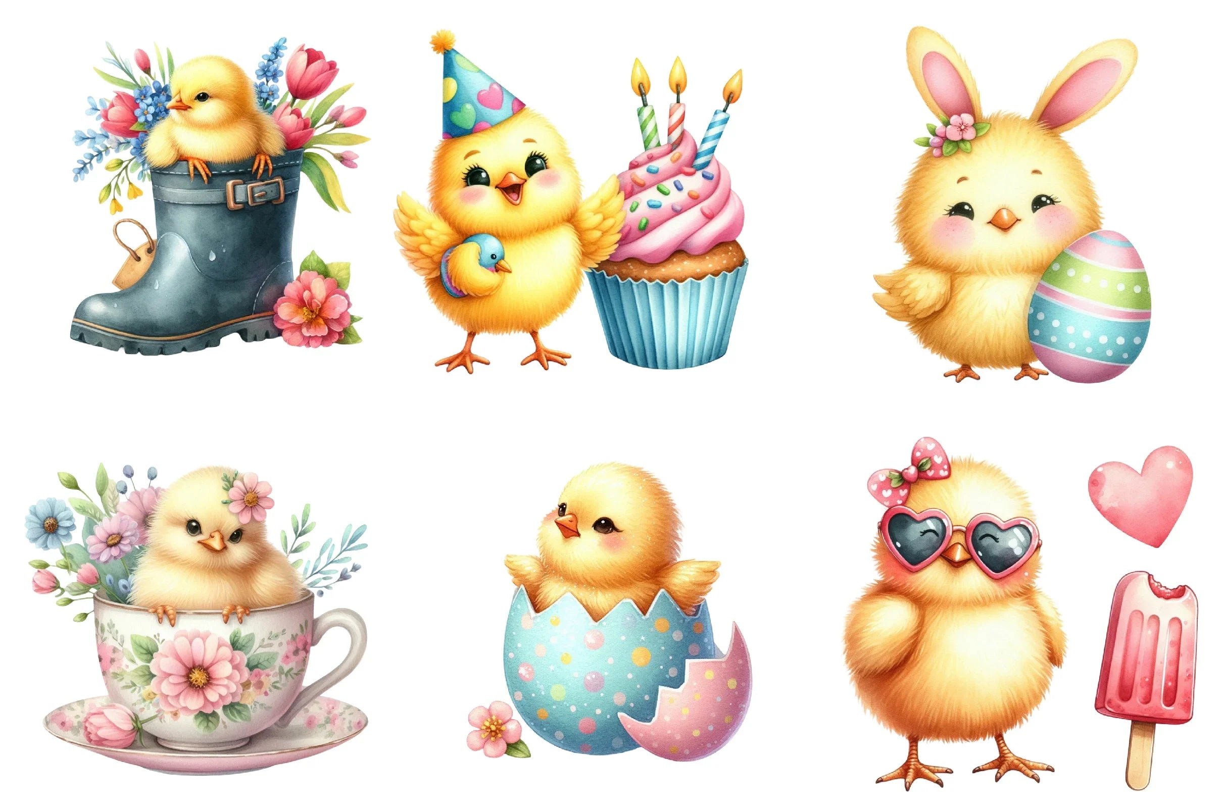 Cute Chick Clipart Bundle - CraftNest - Digital Crafting and Art