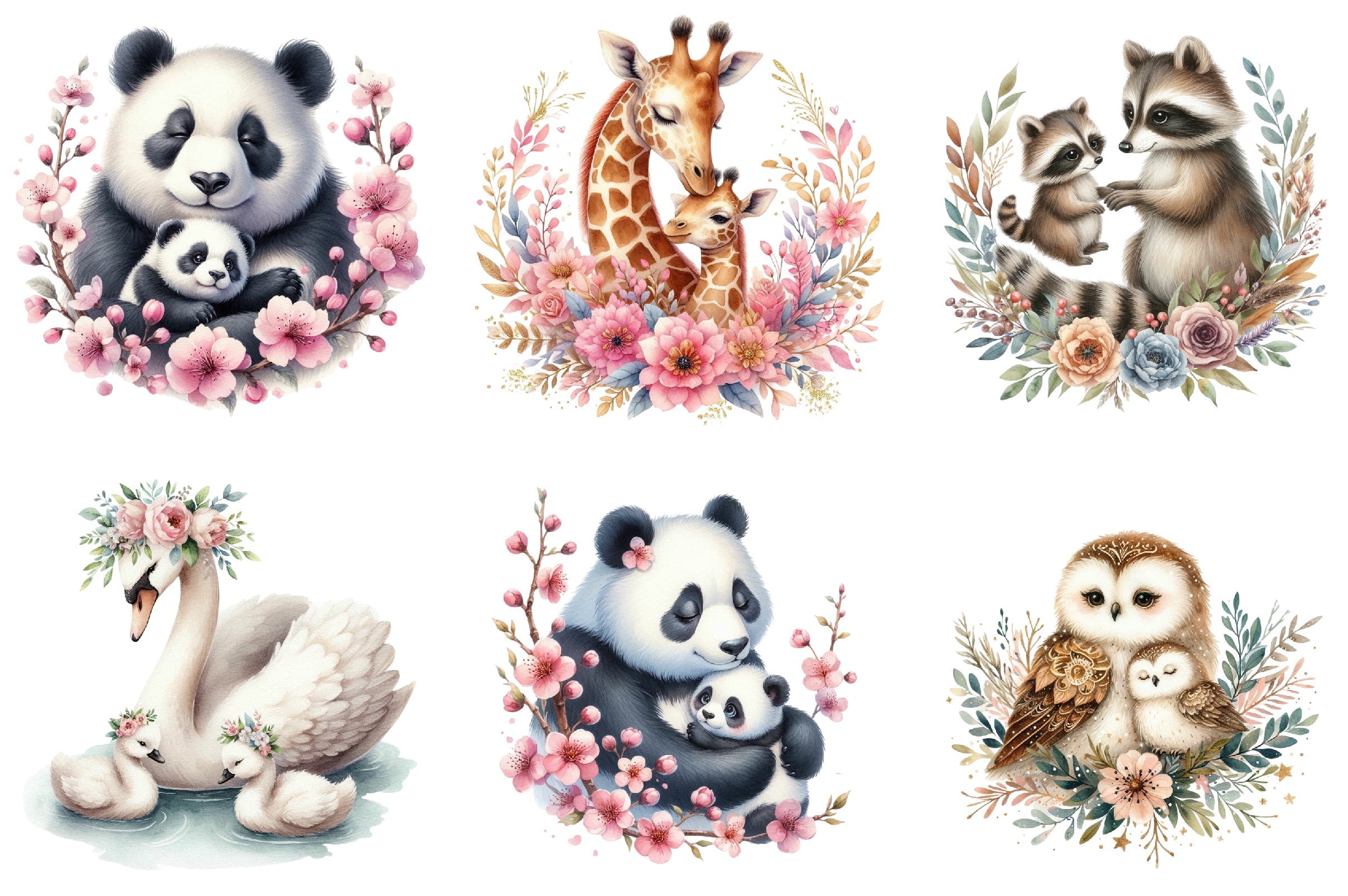 Cute Mother's Day Animals Clipart Bundle