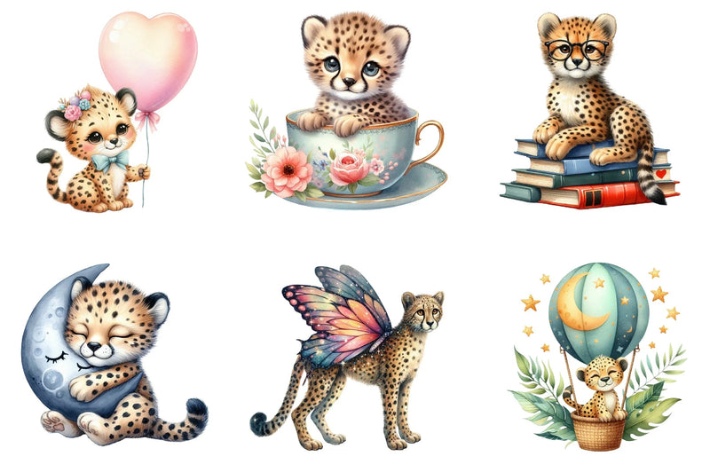 Cute Cheetah Clipart Bundle - CraftNest - Digital Crafting and Art