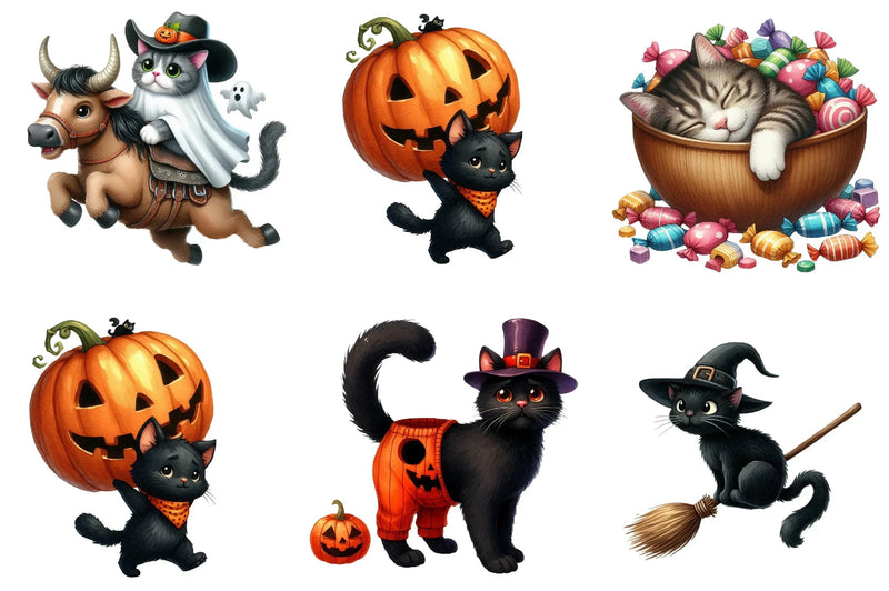 Funny Halloween Black Cat Clipart Bundle - CraftNest - Digital Crafting and Art