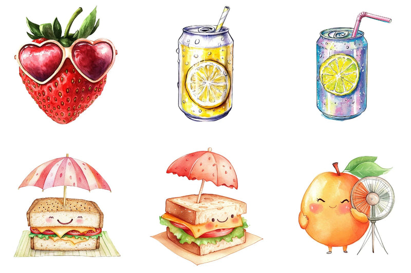 Summer Cute Fruits & Foods Clipart Bundle - CraftNest - Digital Crafting and Art