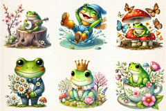 Cute Frog Spring Clipart Bundle - CraftNest - Digital Crafting and Art