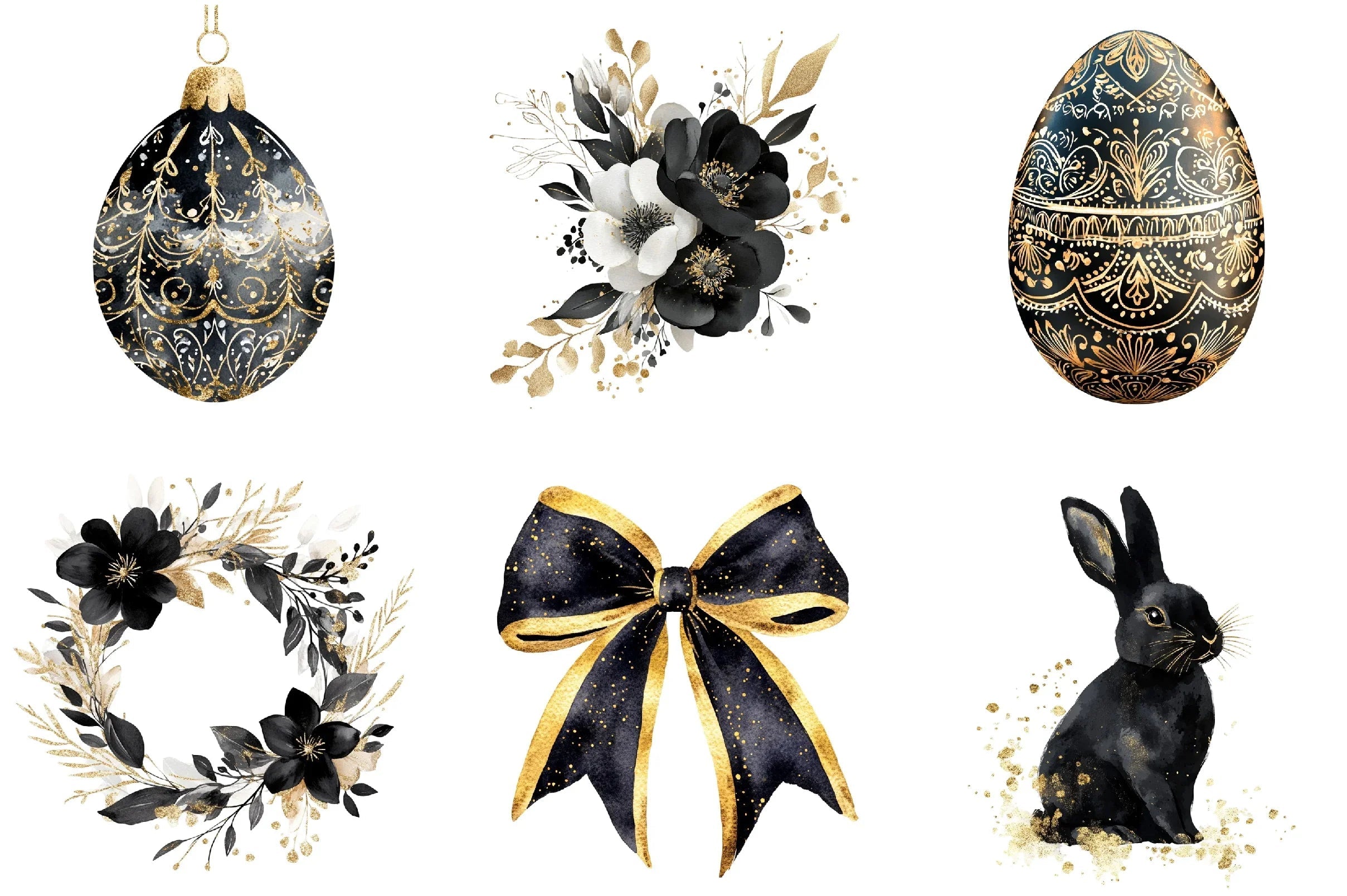 Luxury Black Easter Glitter Clipart Bundle - CraftNest - Digital Crafting and Art