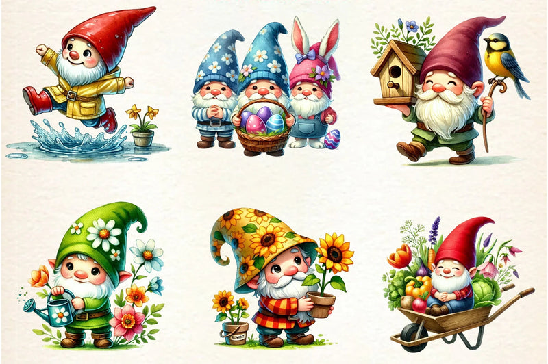 Spring Gnome Clipart Bundle - CraftNest - Digital Crafting and Art