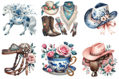 Chinoiserie Cowgirl Coquette Clipart Bundle - CraftNest - Digital Crafting and Art