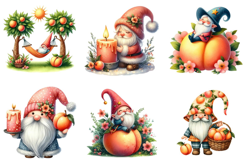 Summer Peach Gnome Clipart Bundle - CraftNest - Digital Crafting and Art