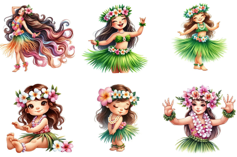 Hula Girl Clipart Bundle - CraftNest - Digital Crafting and Art