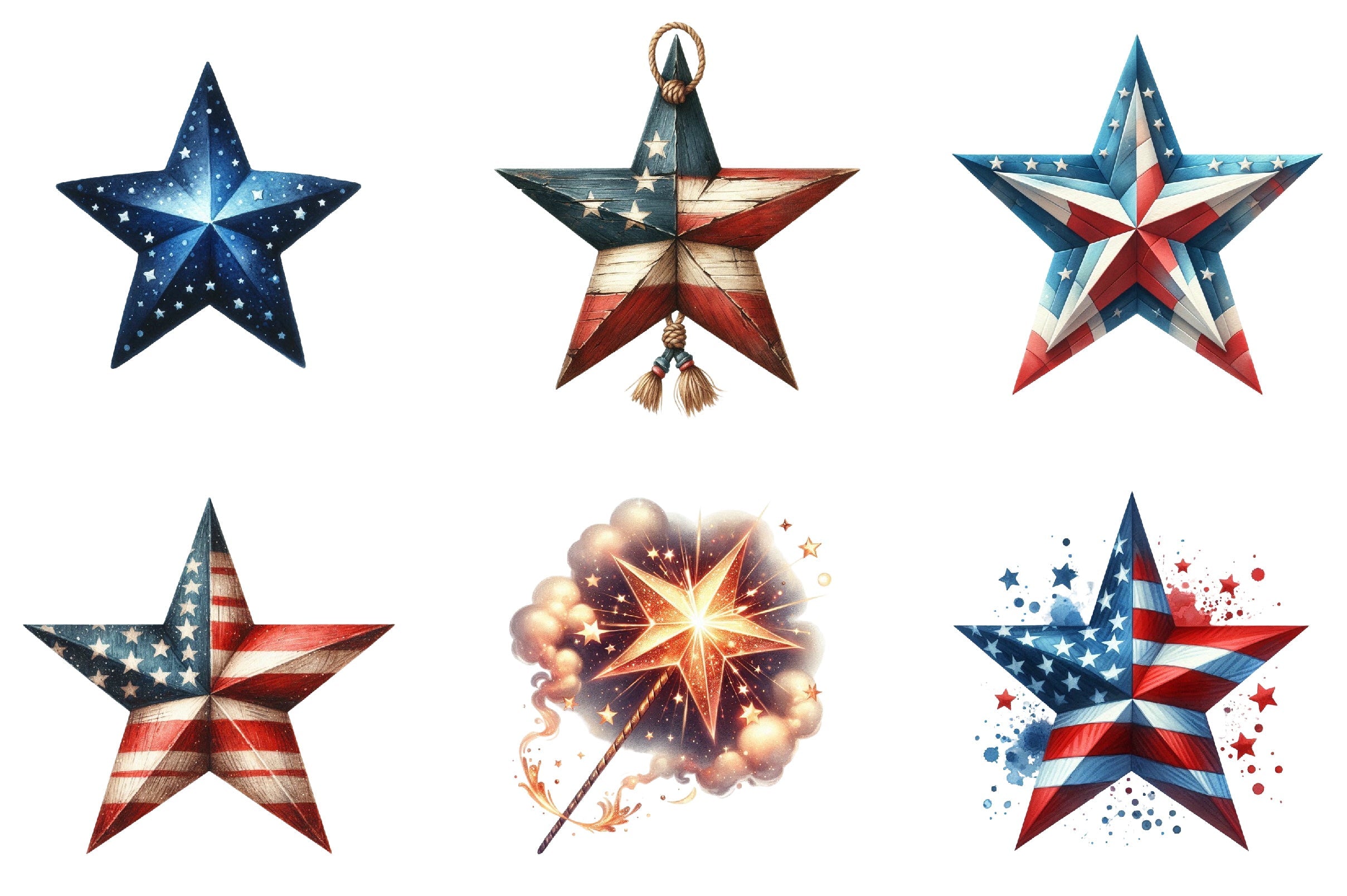 4th of July Star Clipart Bundle - CraftNest - Digital Crafting and Art