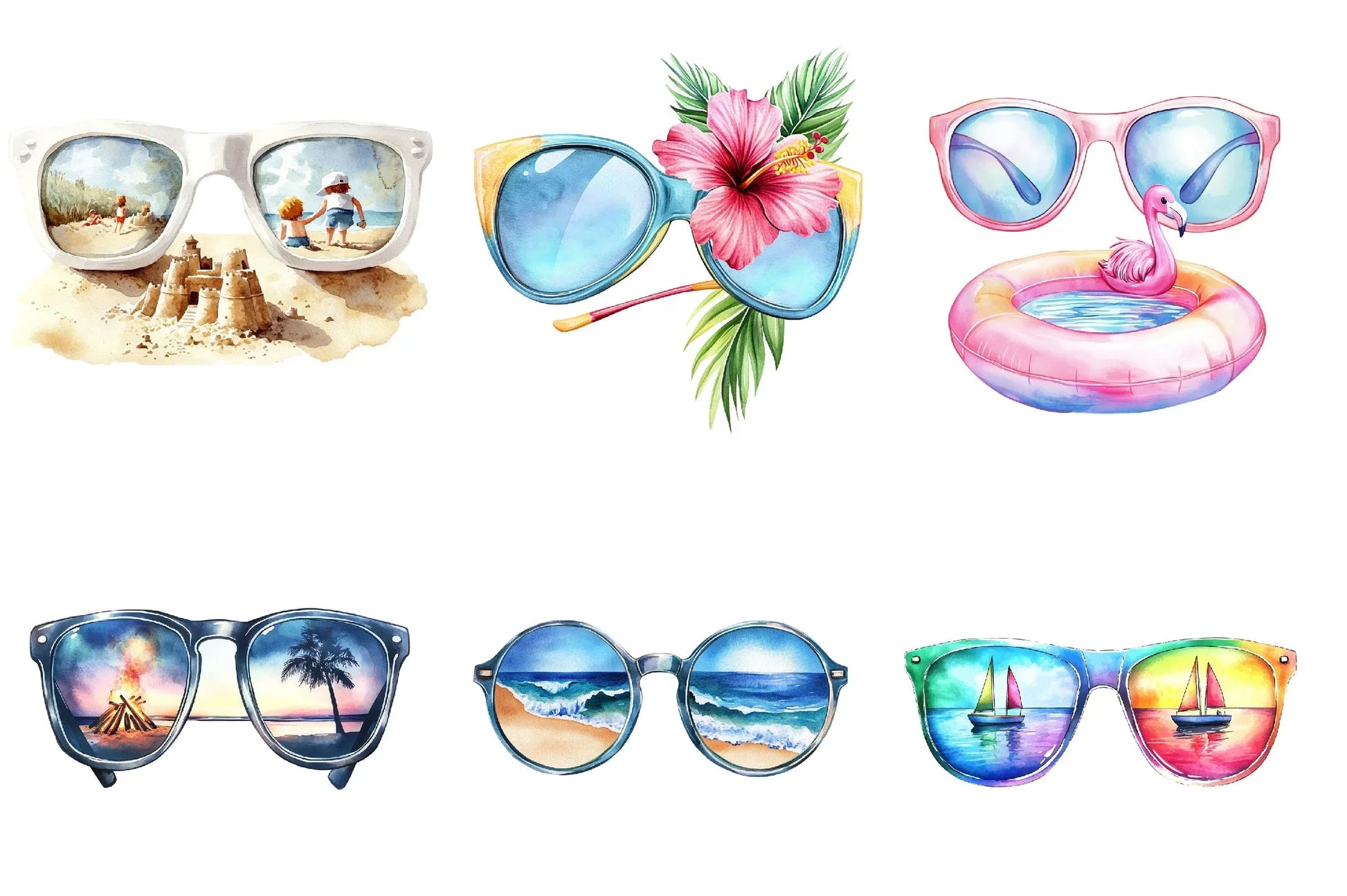 Summer Sunglasses Beach Clipart Bundle - CraftNest - Digital Crafting and Art