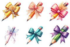 Colorful Coquette Pencil School Clipart Bundle - CraftNest - Digital Crafting and Art